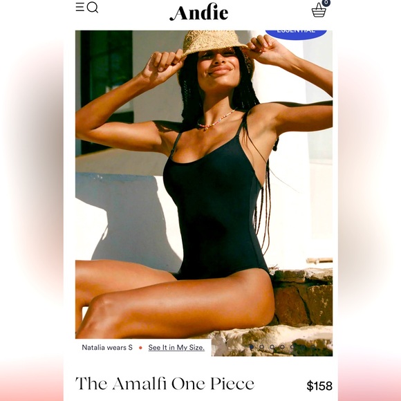 Andie Swim black cheeky Amalfi one piece bathing suit- Small BNWT - Picture 1 of 13